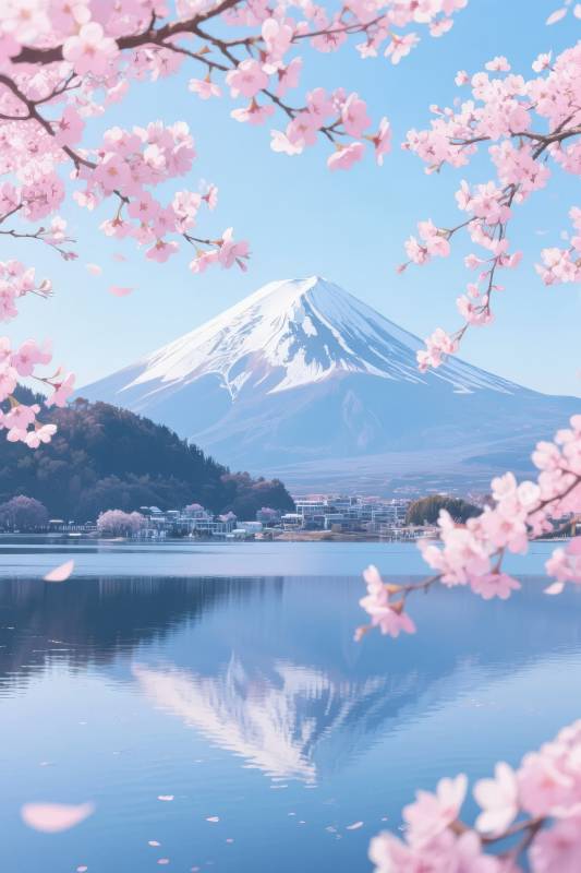 富士樱映湖图片