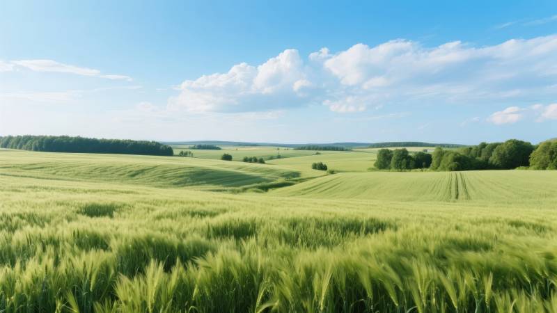 绿野蓝天 麦浪翻滚图片