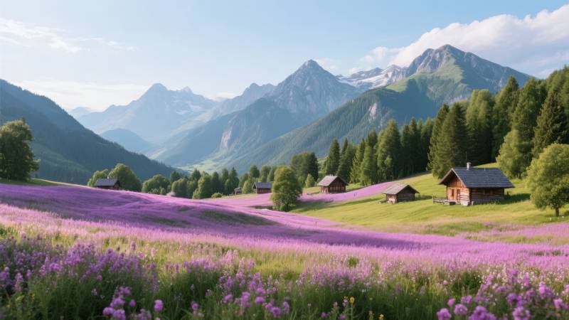 紫花山谷山居图图片