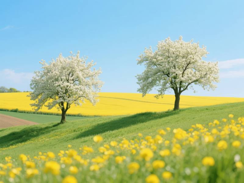 春日花田美景图片