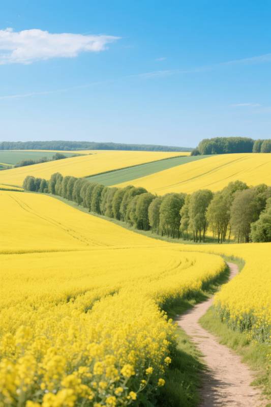 金黄花海小径图片