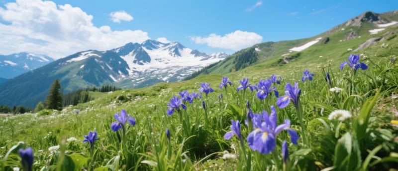 高山紫花绽放图片