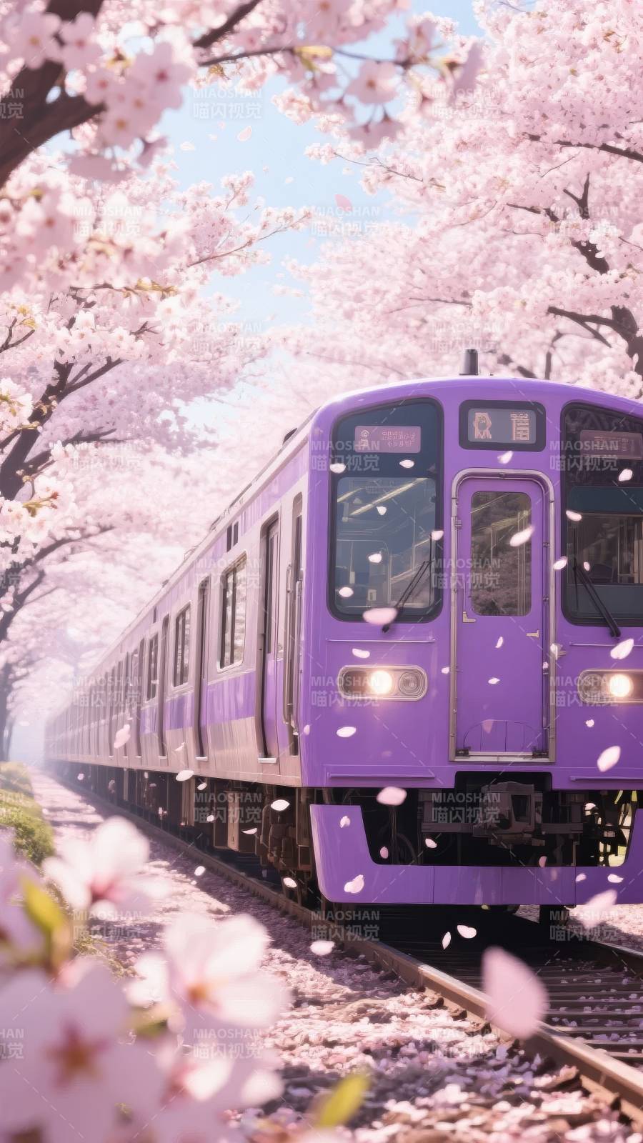 樱花列车春日行图片