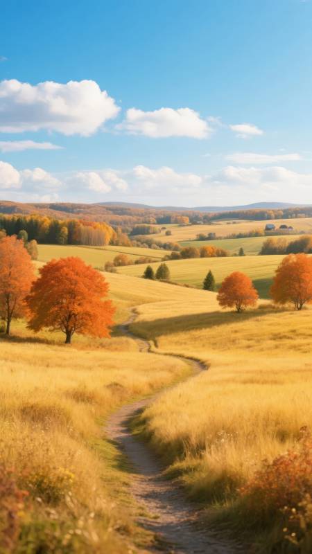 秋日田园小径图片