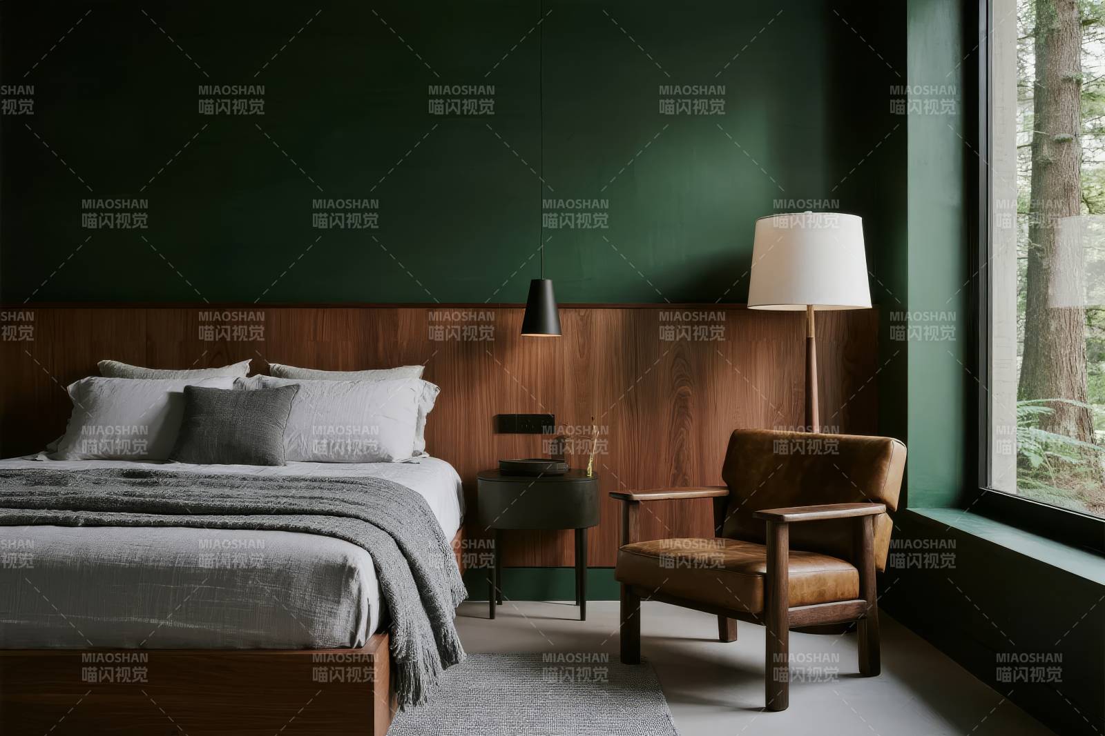 绿意卧室静谧雅致图片