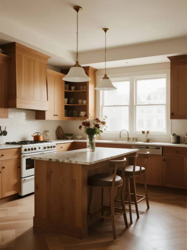 温馨木纹厨房图片