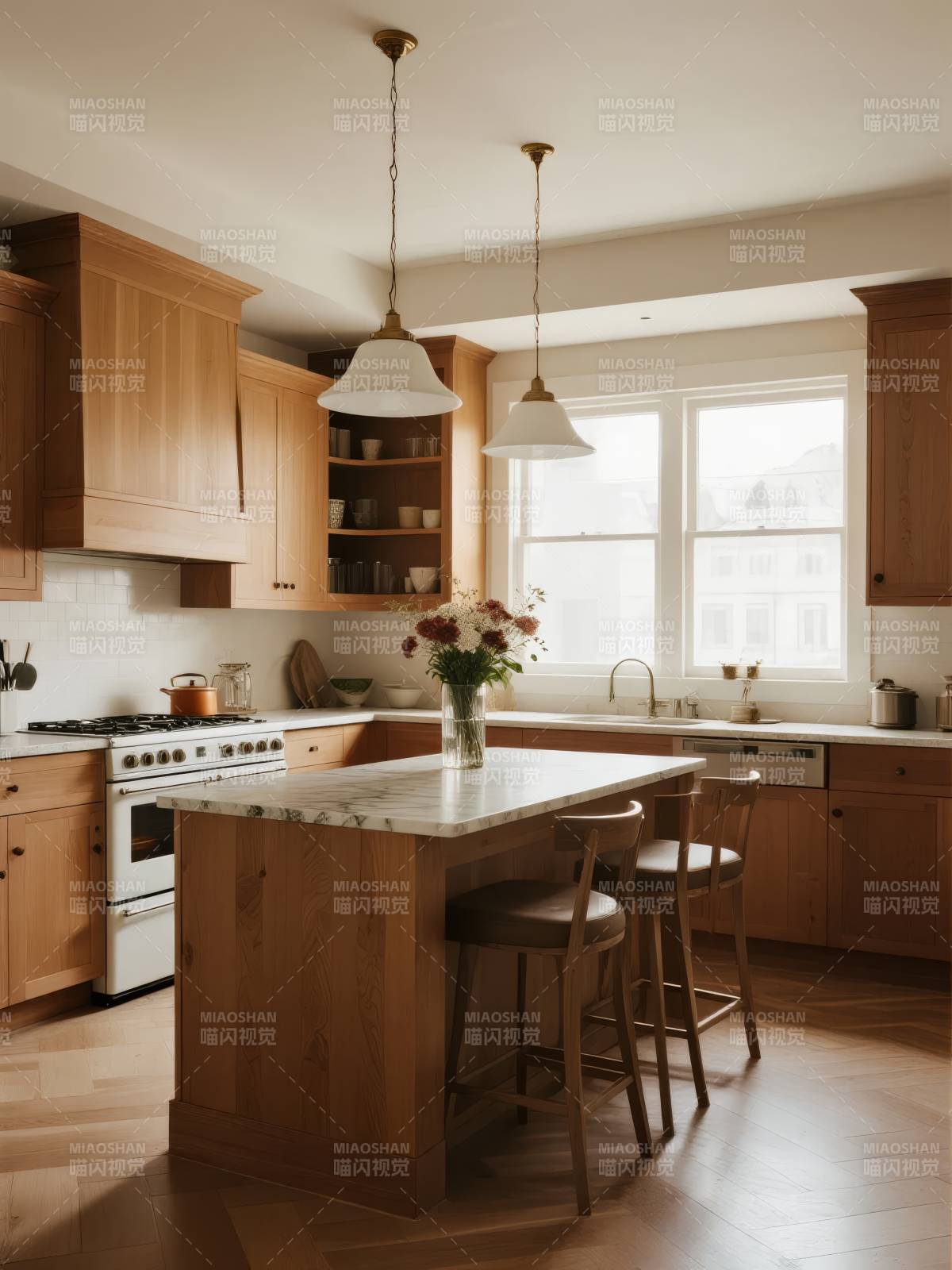 温馨木纹厨房图片