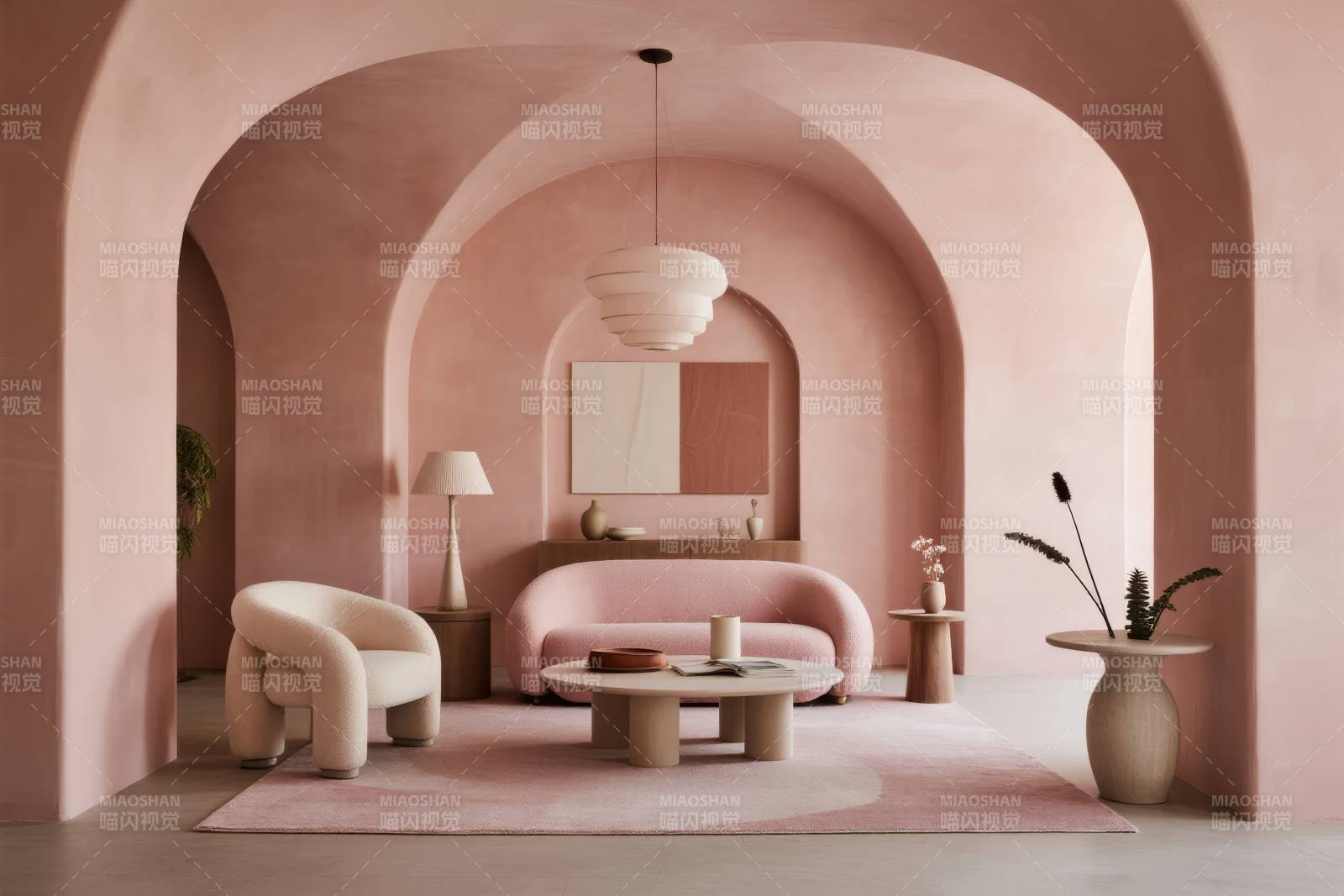 粉红拱廊客厅图片