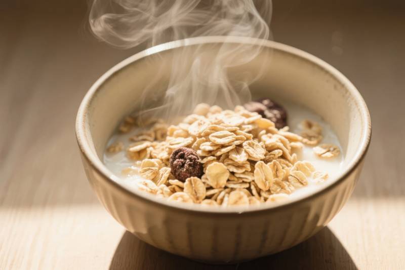 热腾腾的燕麦粥图片