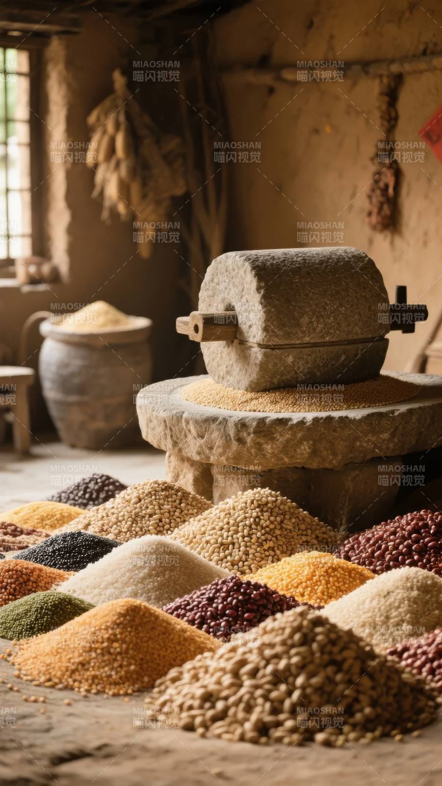 古法磨坊五谷图图片