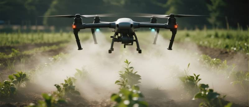 无人机喷洒农田图片