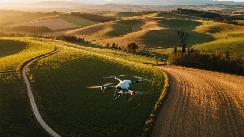 无人机翱翔田园图片