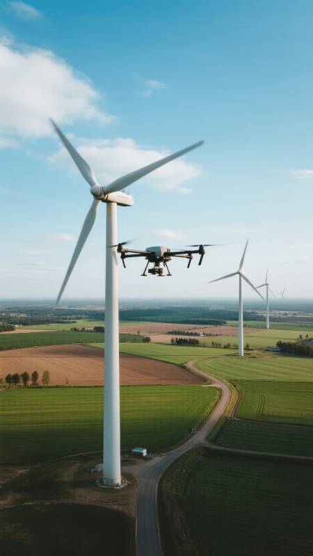 无人机巡检风力发电图片