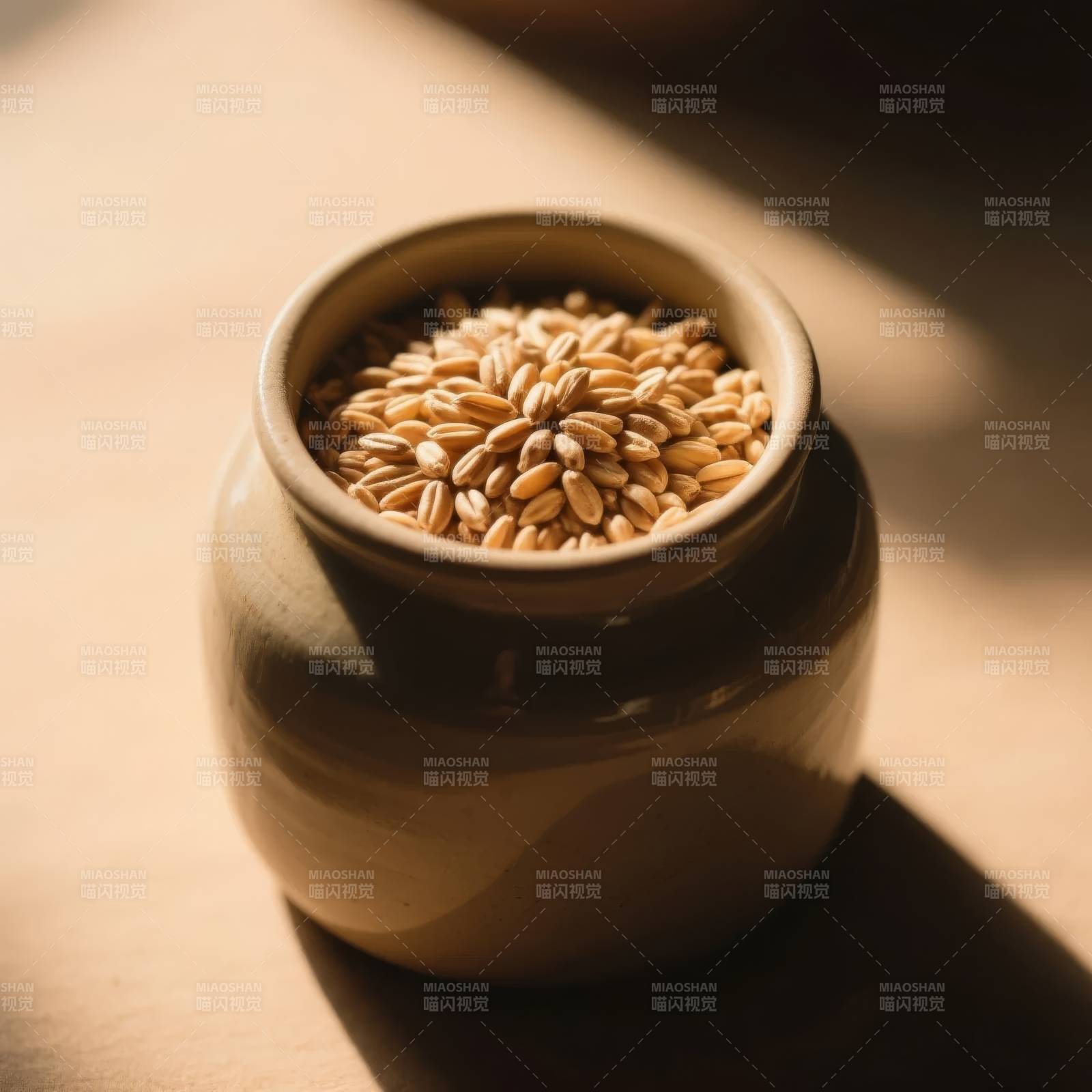 麦粒满罐 阳光洒落图片