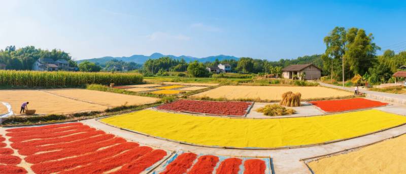 丰收晒场美景图片