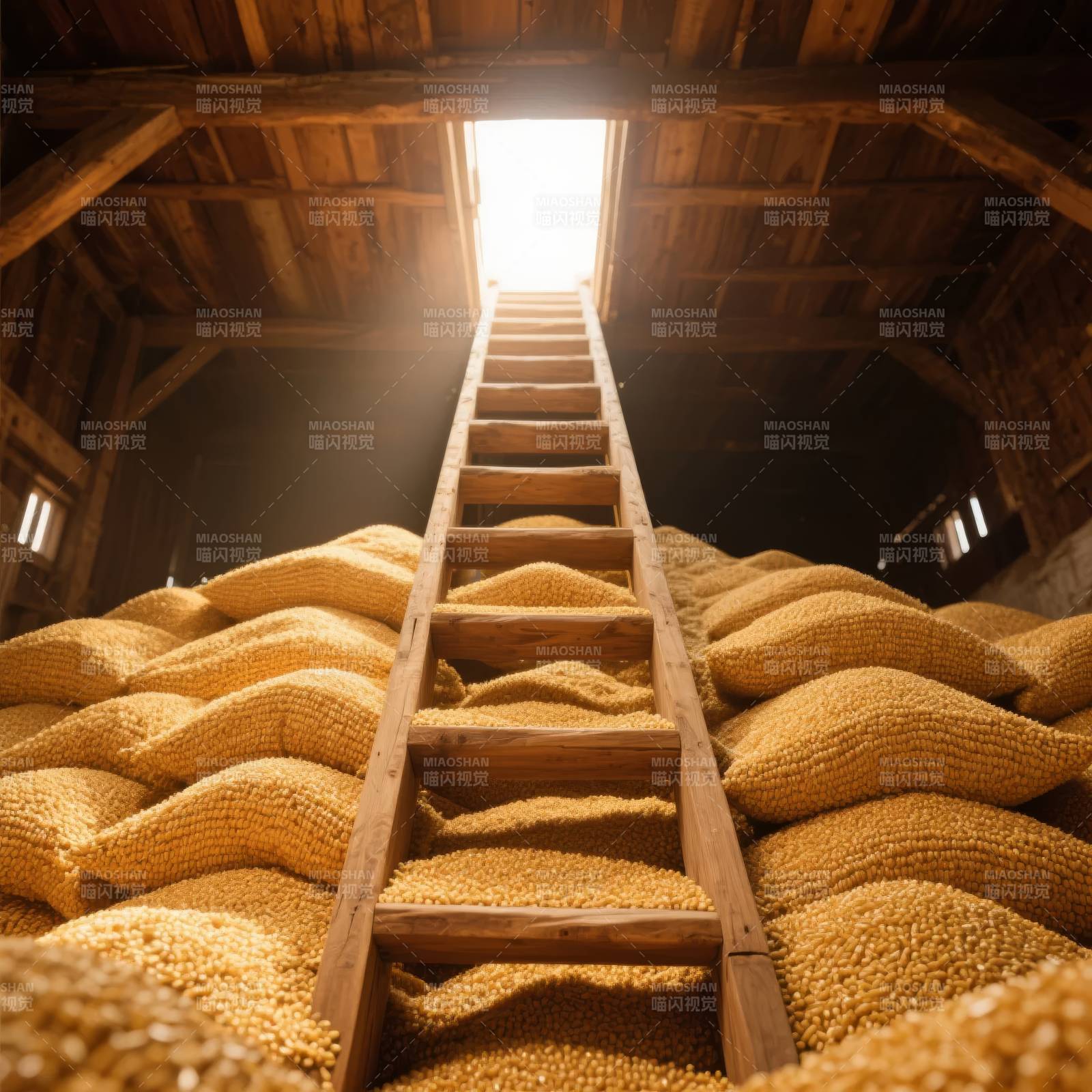 谷仓梯影图片