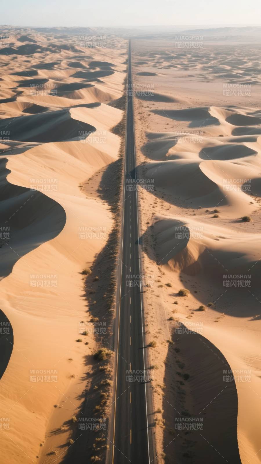 沙漠公路延伸远方图片