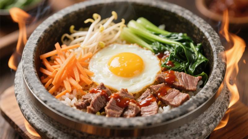 石锅拌饭火焰图片