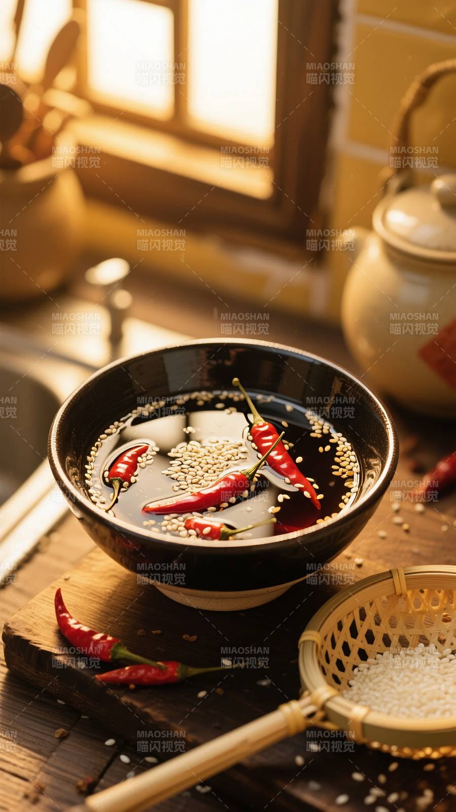 辣油芝麻拌红椒图片