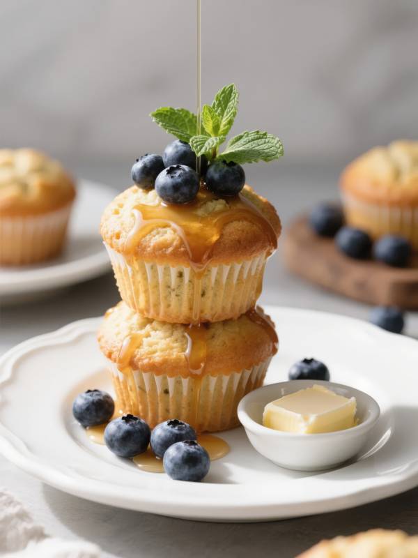 蓝莓松饼淋蜜图片