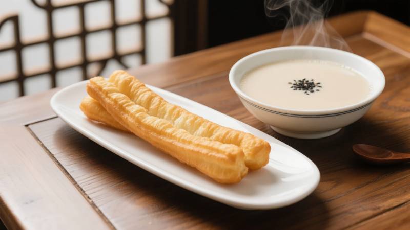 油条配豆浆图片