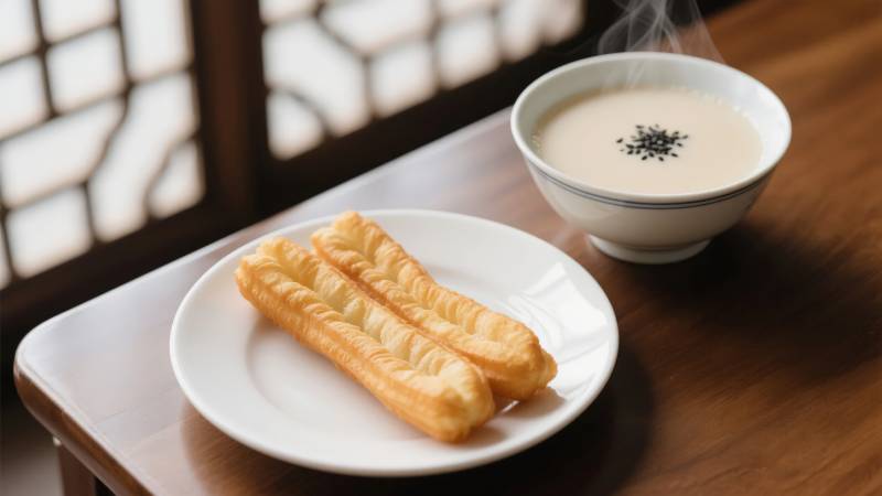 热饮配油条图片