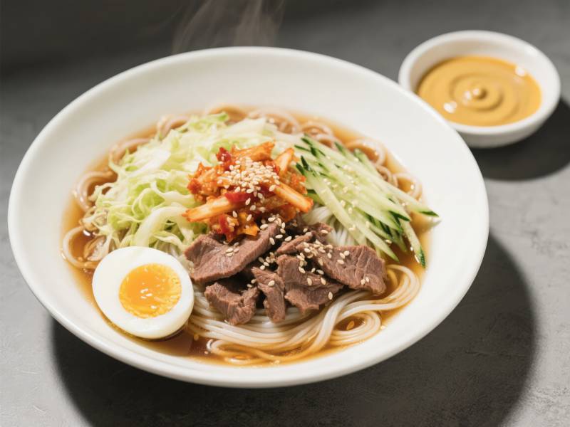 美味冷面配卤蛋图片