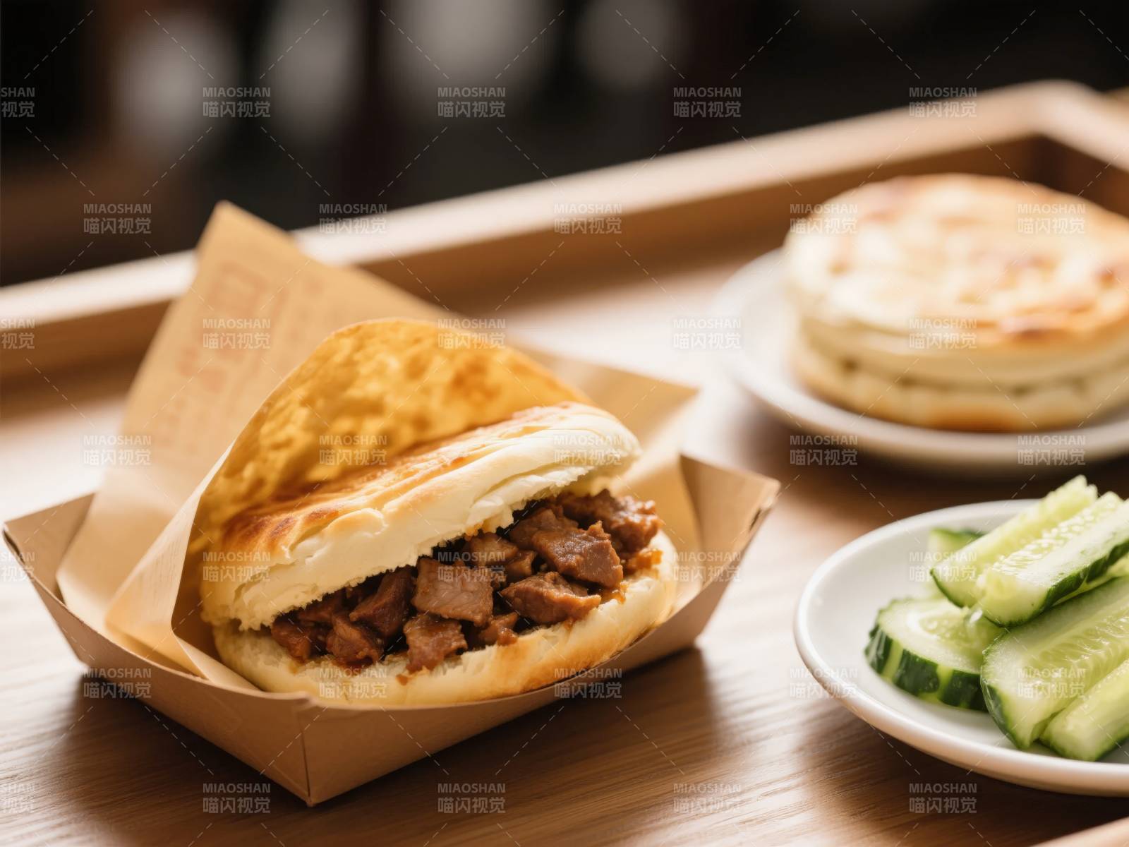 美味肉夹馍配黄瓜图片