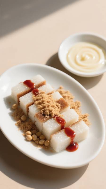 椰香糕点配酱料图片