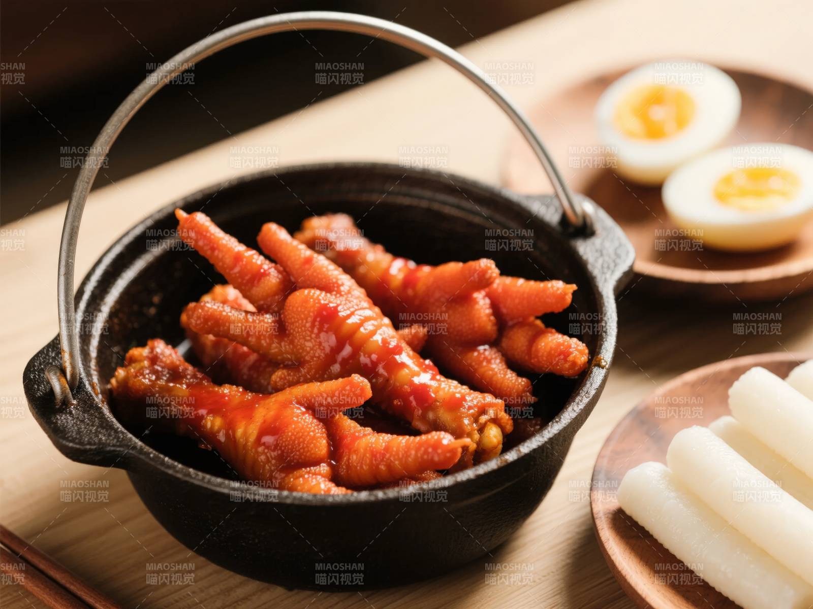 辣鸡爪配卤蛋年糕图片