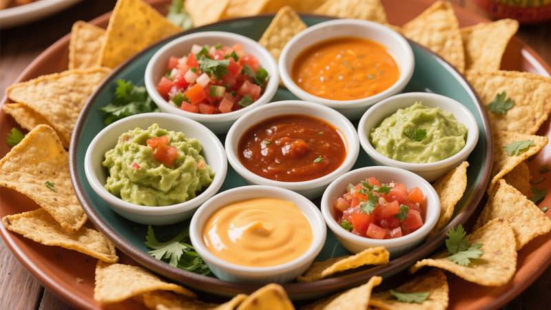 六味蘸酱配玉米片图片