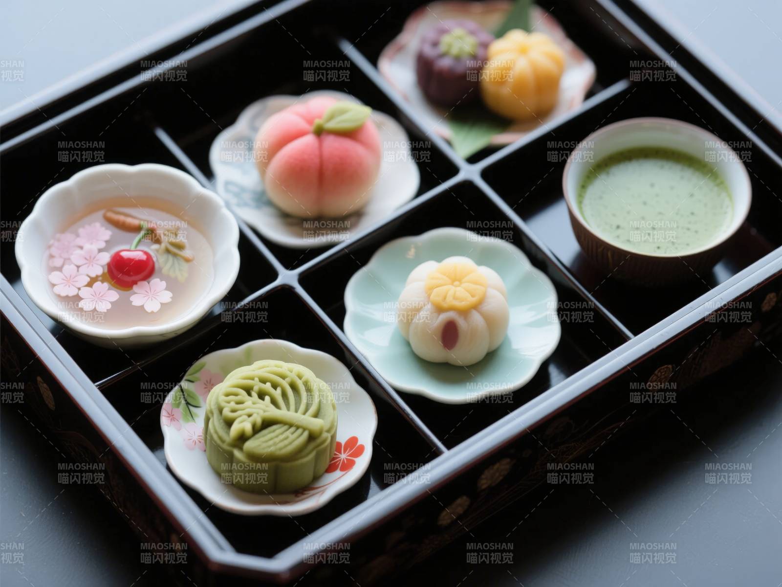 日式点心与抹茶图片