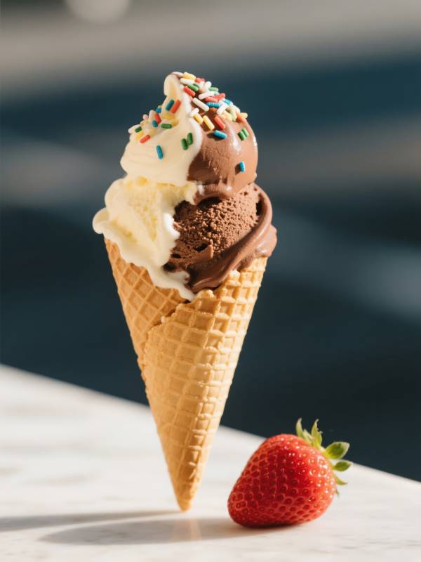 冰淇淋与草莓图片