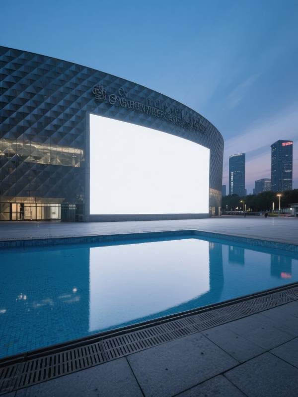 现代建筑与水池倒影图片