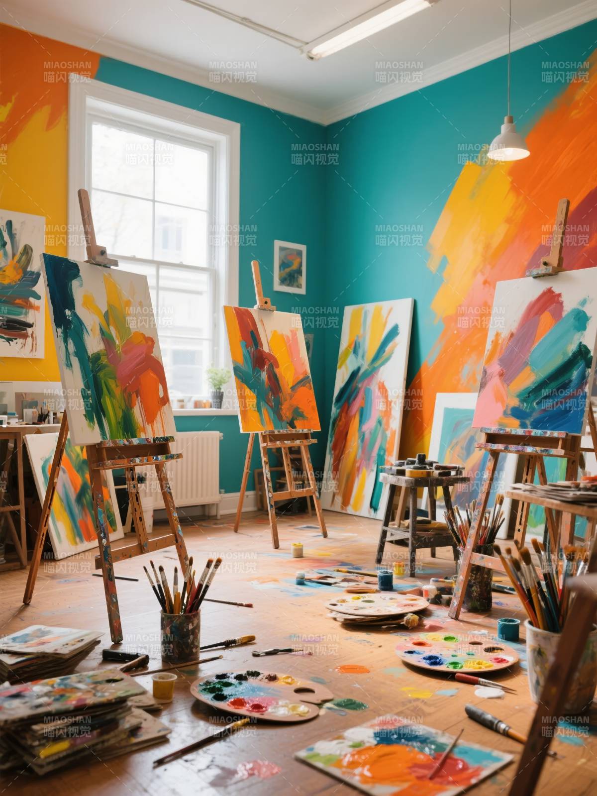 色彩斑斓的画室图片