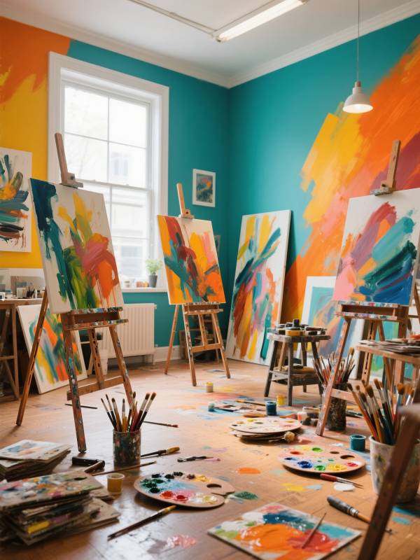 色彩斑斓的画室图片