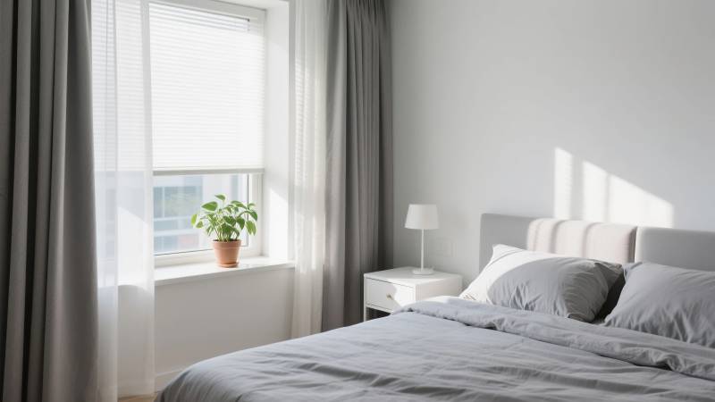 简约卧室阳光照图片