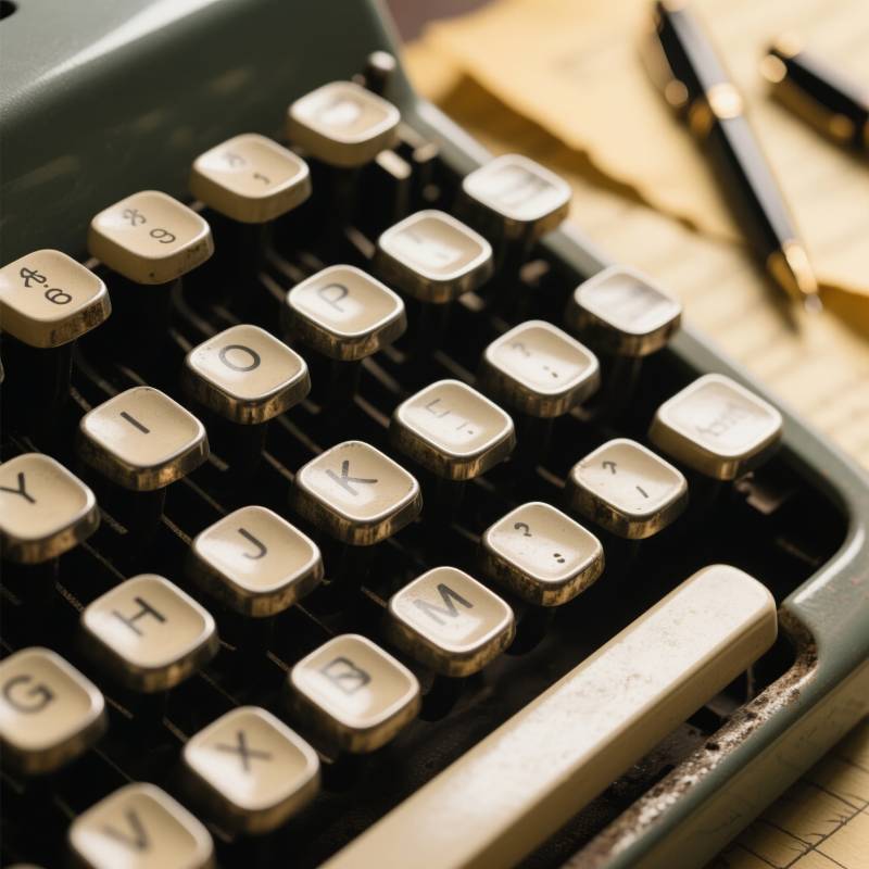 复古打字机特写图片