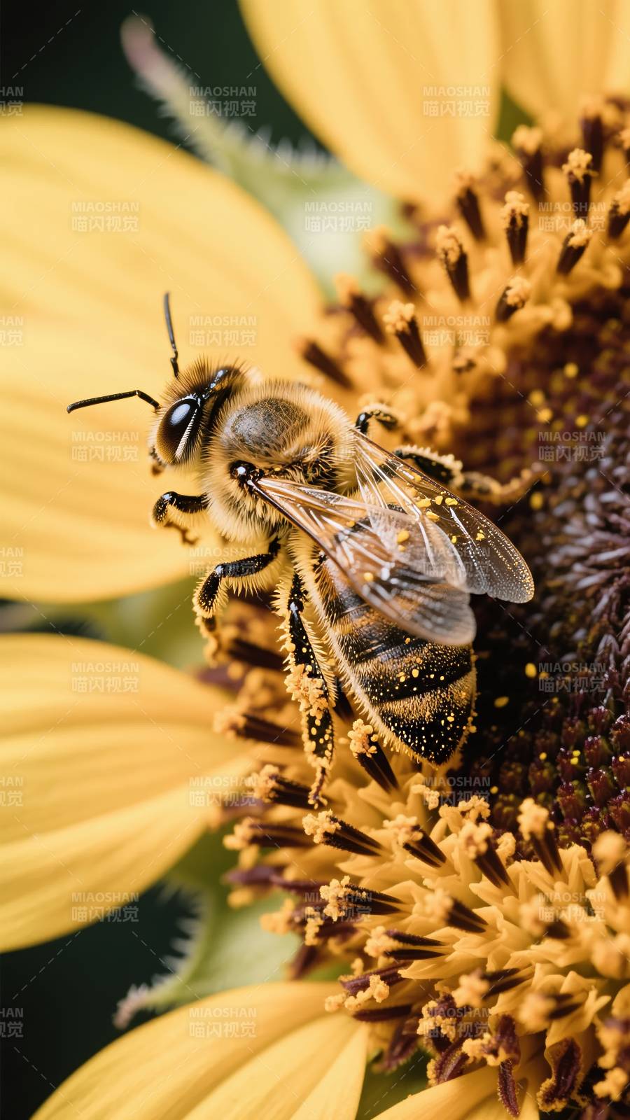 蜜蜂采蜜花间图片