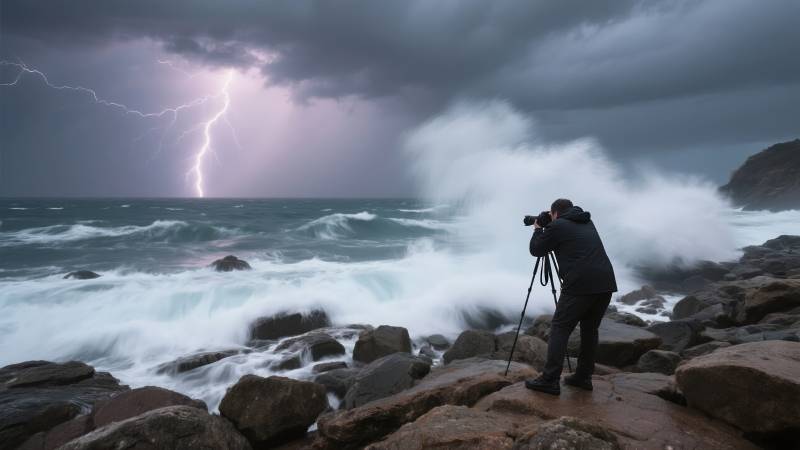 雷暴海岸摄影图片