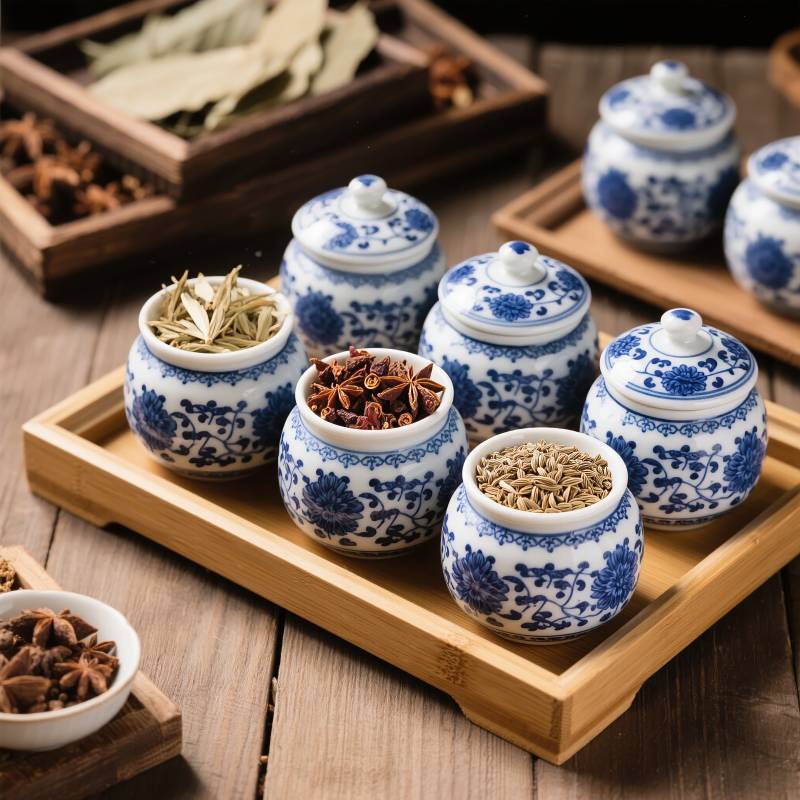 青花瓷香料罐图片