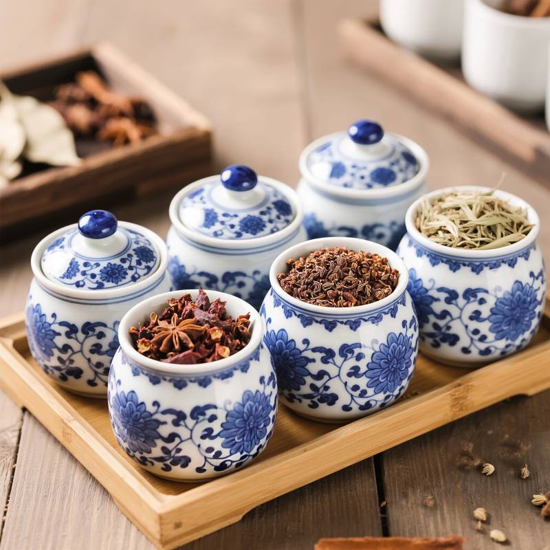 青花瓷香料罐图片