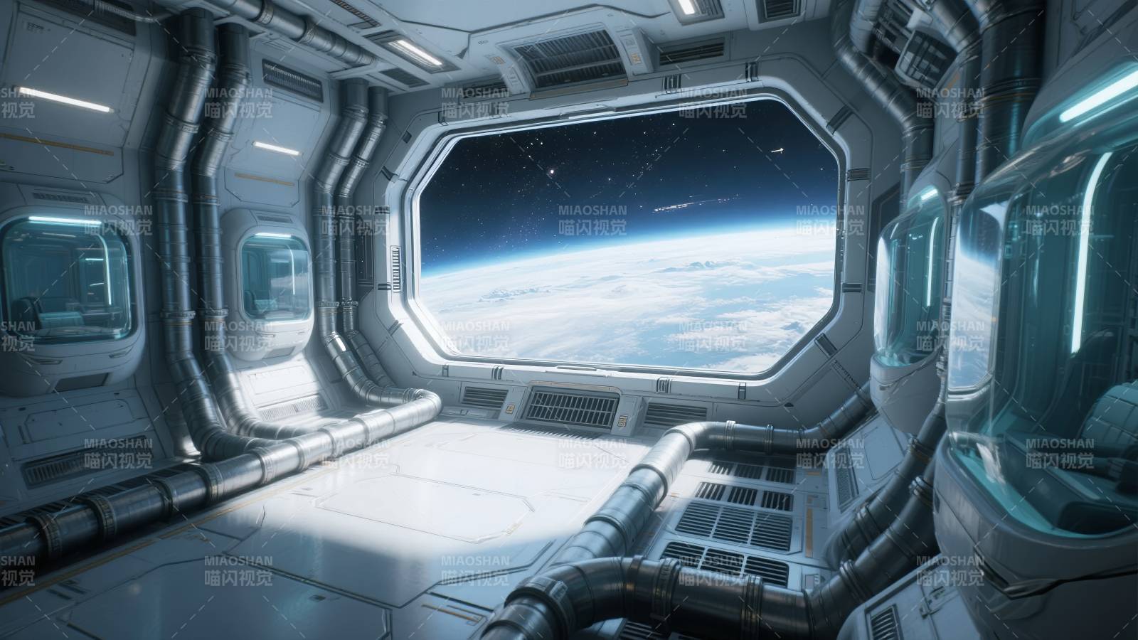 太空舱内观地球图片