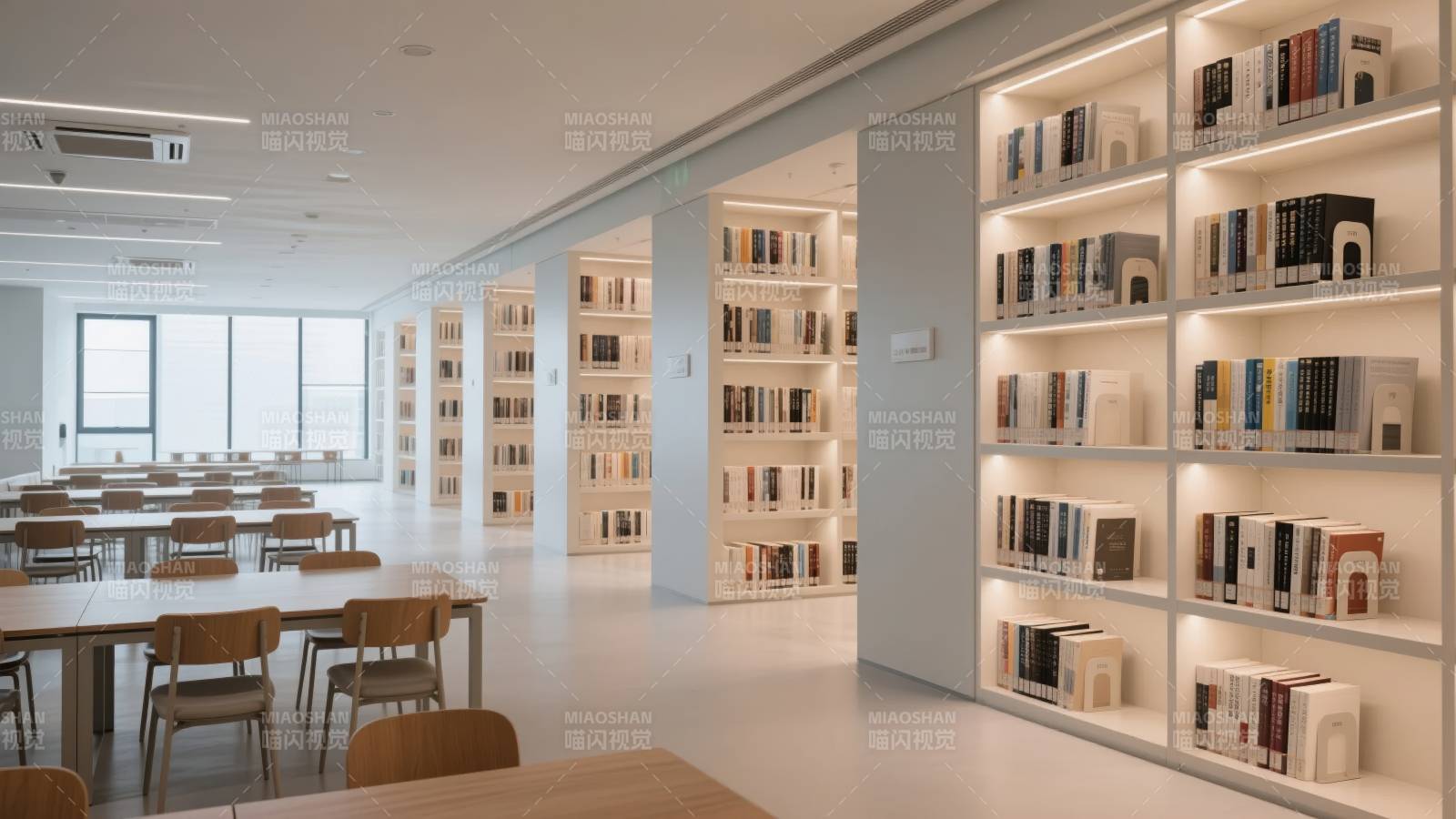 现代图书馆阅览室图片