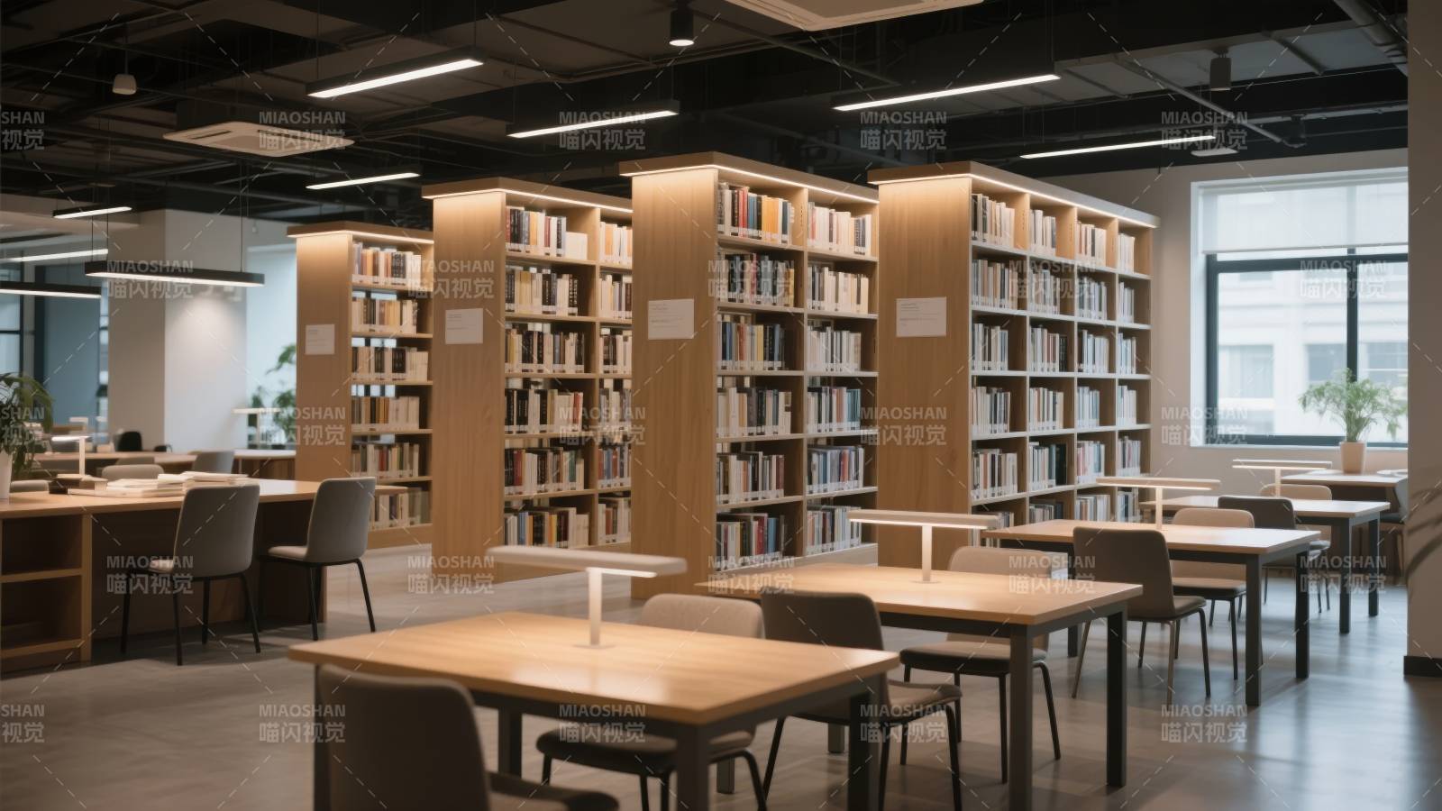 现代图书馆阅读区图片