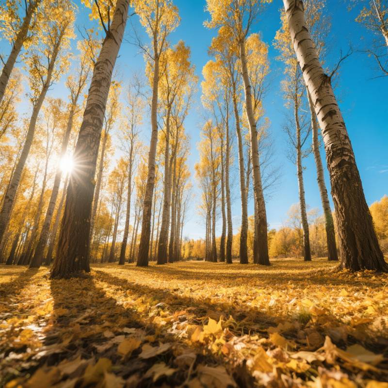 秋林金叶光影图片