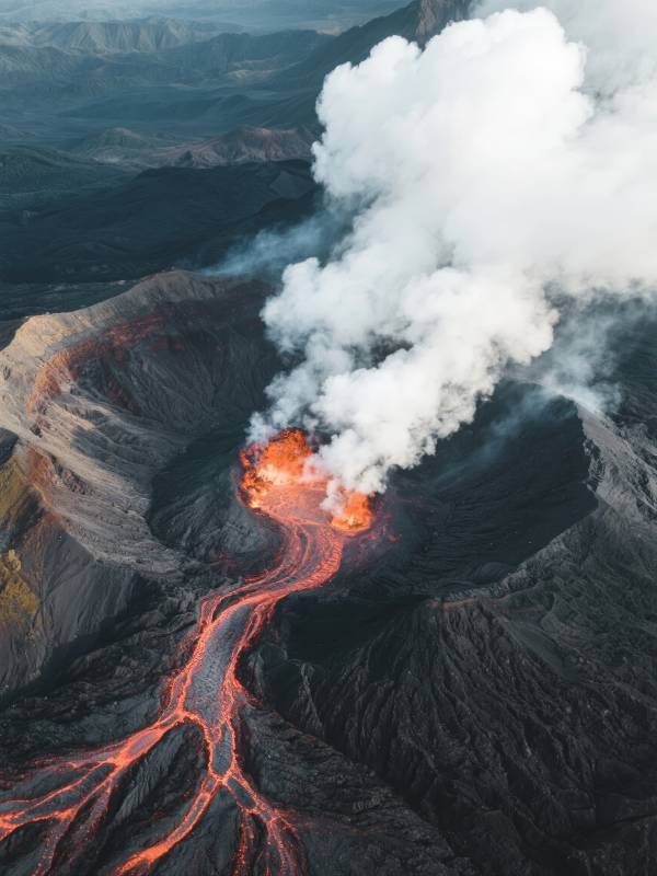 火山喷发熔岩奔流图片