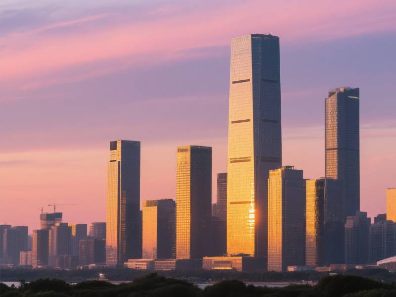 城市黄昏天际线图片