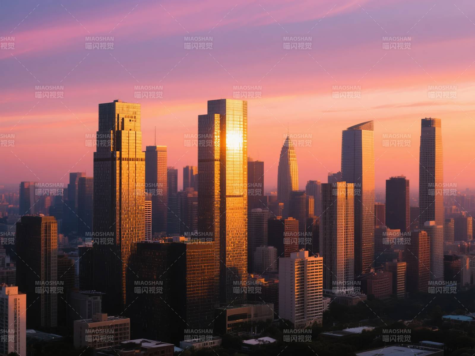 城市日落美景图片