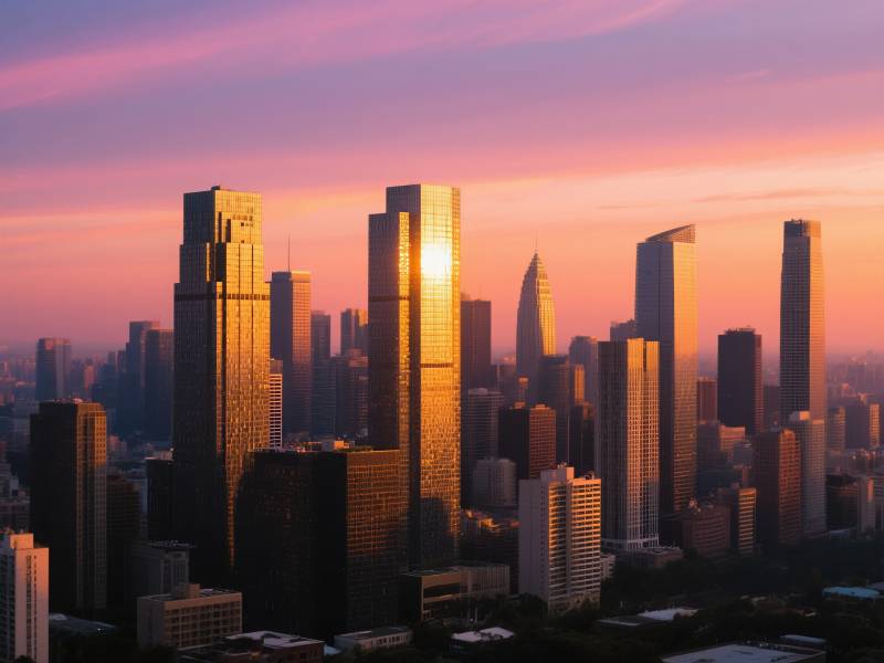 城市日落美景图片